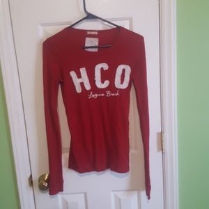 Red long sleeve hollister shirt